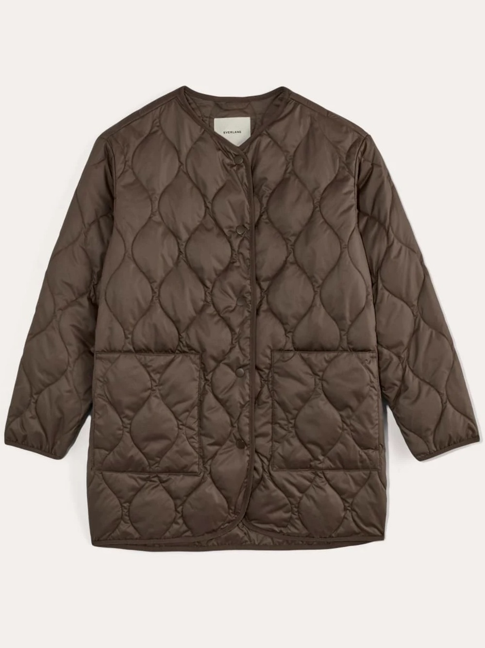Everlane ReNew Quilted Mid-Length Liner Earth Brown Jacket Coat NWT Large